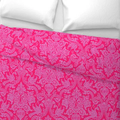 Spoonflower Pink On Hot Pink Gryphons Medieval Damask Euro Pillow Sham