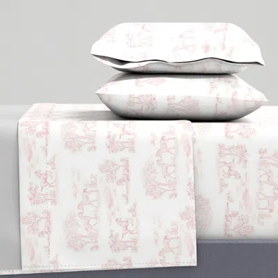 Spoonflower Pink Pony Toile King Sheet Set