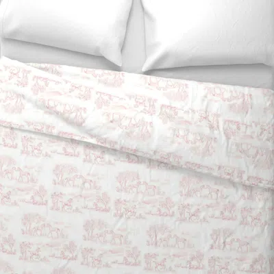 Spoonflower Pink Pony Toile Wide Cotton Sateen 3.5 oz 26" X 20" Standard Knife Edge