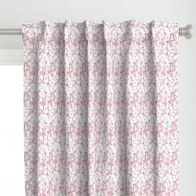 Spoonflower Pink Watercolor Cherry Curtain Panel In Multi