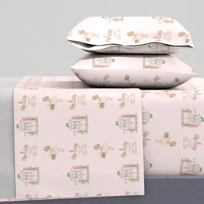 Spoonflower Pink Whimsical Girl Bows And Flowers King Sheet Set