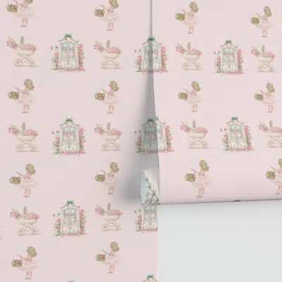 Spoonflower Pink Whimsical Girl Bows And Flowers Performance 2' X 12'