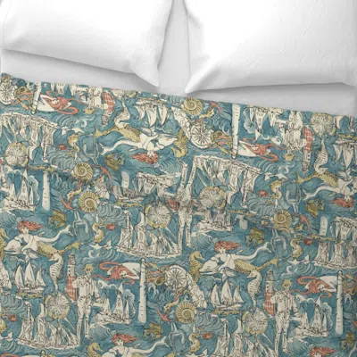 Spoonflower Pirate Sea Adventure - Blue-orange-yellow - Large Wide Cotton Sateen 3.5 oz 26" X 20" Standard Knife