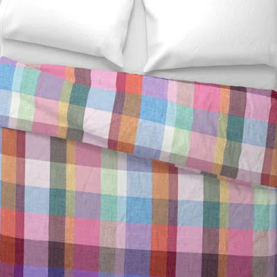 Spoonflower Plaid Rainbow Madras Tartan Summer 1b Purple Red Blue Jumbo Scale King Pillow Sham In Multi
