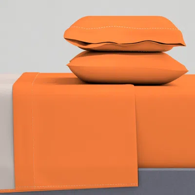Spoonflower Plain Tangerine Solid Fabric King Sheet Set