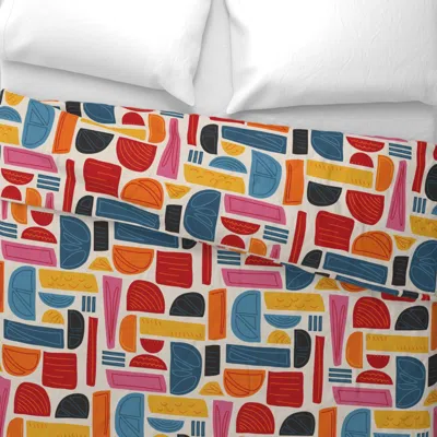 Spoonflower Play With Me - Abstract Shapes Wide Cotton Sateen 3.5 oz 26" X 20" Standard Knife Edge