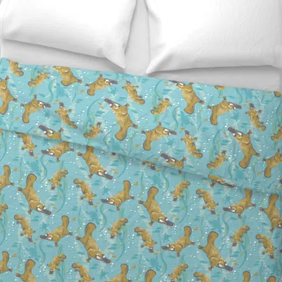 Spoonflower Playful Platypus Wide Cotton Sateen 3.5 oz 26" X 20" Standard Knife Edge