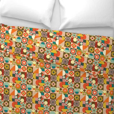 Spoonflower Playful Retro Geometric Abstracts In Mod Style Medium Scale Euro Pillow Sham