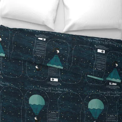 Spoonflower Plushie Bunny's Hot Air Balloon Ride Cut Sew Pillow Project Adventure Wide Cotton Sateen 3.5 oz 26" 