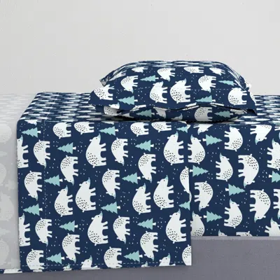 Spoonflower Polar Bears In The Winter Forest Twin Xl Sheet Set