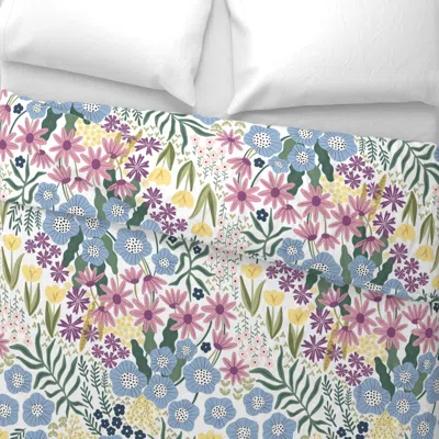 Spoonflower Polka-dot Flower Garden- On White Wide Cotton Sateen 3.5 oz 26" X 20" Standard Knife Edge