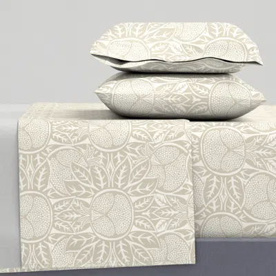 Spoonflower Pomegranate Block Print - In Neutral Light Beige Cal King Sheet Set