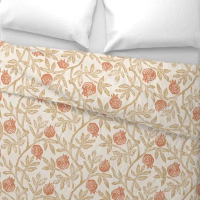 Spoonflower Pomegranate Gold Yellow And Orange Terracotta Wide Cotton Sateen 3.5 oz 26" X 20" Standard Knife Edg In Neutral