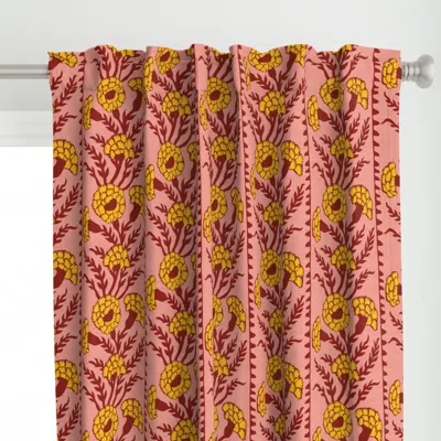 Spoonflower Pompom Carnation Curtain Panel In Pink