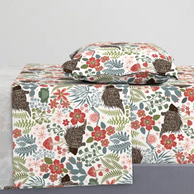 Spoonflower Porcupine Woodland Meadow Large 14" Twin Xl Sheet Set