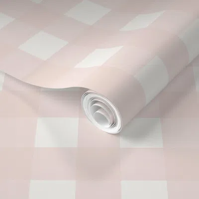 Spoonflower Pre-pasted Wallpaper 1.5" Blush On Cream Cross Hatch Plaid 2' X 12' Removable