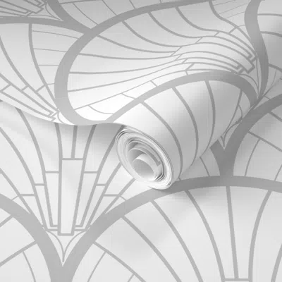 Spoonflower Pre-pasted Wallpaper 1920's Art Deco - Light Grey 2' X 12' Removable