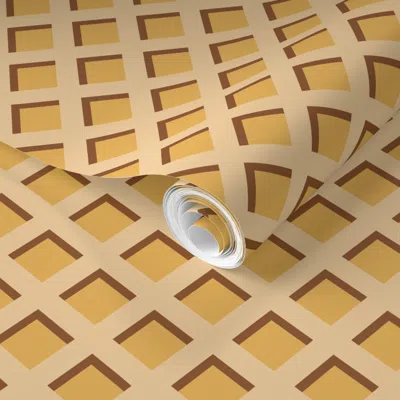 Spoonflower Pre-pasted Wallpaper 2" Ice Cream Waffle Cone 2' X 12' Removable In Brown