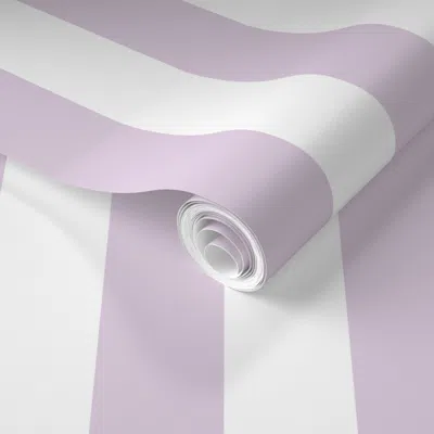 Spoonflower Pre-pasted Wallpaper 2 Inch Lavender And Pure White Stripes 2' X 12' Removable