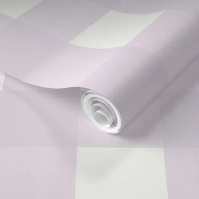 Spoonflower Pre-pasted Wallpaper 3" Custom Lilac On Cream Cross Hatch Plaid 2' X 12' Removable