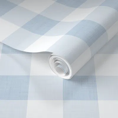Spoonflower Pre-pasted Wallpaper 34 Fog Gingham Large 2 Inches Buffalo Plaid Vichy Check Checked  Removable
