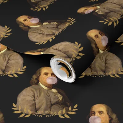 Spoonflower Pre-pasted Wallpaper 8" Benji Chewing Gum 2' X 12' Removable In Multi