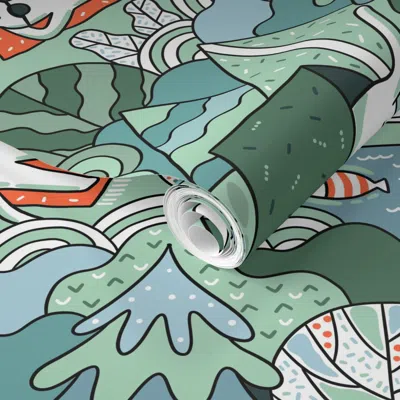 Spoonflower Pre-pasted Wallpaper A Day At The Lake Restores The Soul 2' X 12' Removable