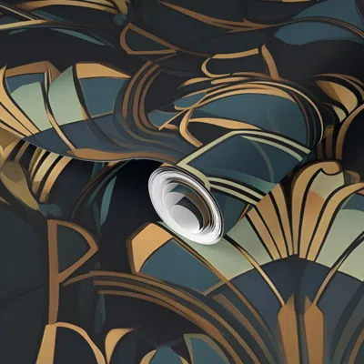 Spoonflower Pre-pasted Wallpaper Abstract Art Deco (l) 2' X 12' Removable