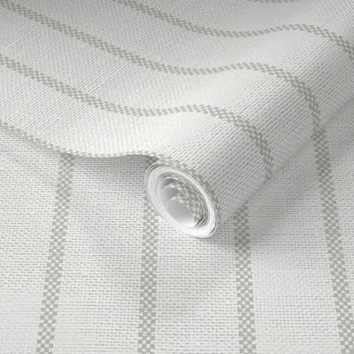 Spoonflower Pre-pasted Wallpaper Aegean Simple Ticking Stripe Grey 2' X 12' Removable In Gray