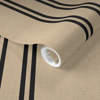 Spoonflower Pre-pasted Wallpaper Aegean Stripe Tan 2' X 12' Removable