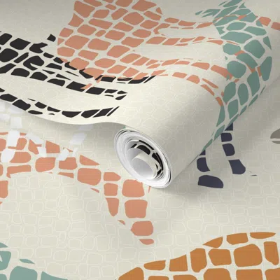 Spoonflower Pre-pasted Wallpaper Africa Africa - Giraffes - Jumbo  Removable In Multi