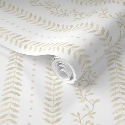 Spoonflower Pre-pasted Wallpaper All Manchester Tan Theodora Stripe 2' X 12' Removable