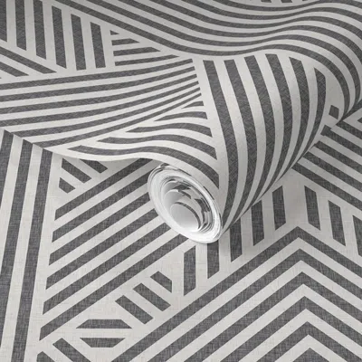 Spoonflower Pre-pasted Wallpaper Amai Geo 2' X 12' Removable In Gray