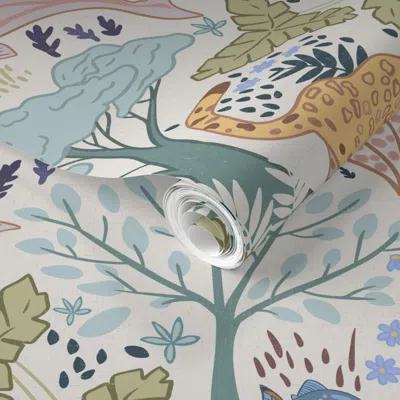 Spoonflower Pre-pasted Wallpaper Amazon Rain Forest Large Light Colorway 2' X 12' Removable