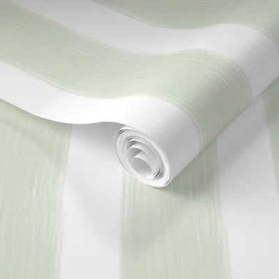 Spoonflower Pre-pasted Wallpaper Amma Stripe Basil 2' X 12' Removable