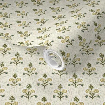 Spoonflower Pre-pasted Wallpaper An Ideal Bloom Ochre 2' X 12' Removable