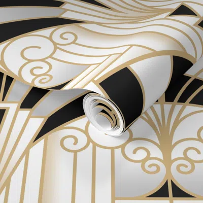 Spoonflower Pre-pasted Wallpaper Art Deco Alcove 2' X 12' Removable