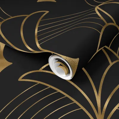 Spoonflower Pre-pasted Wallpaper Art Deco Art 7 Black 2' X 12' Removable