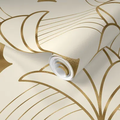 Spoonflower Pre-pasted Wallpaper Art Deco Art 7 Champagne 2' X 12' Removable