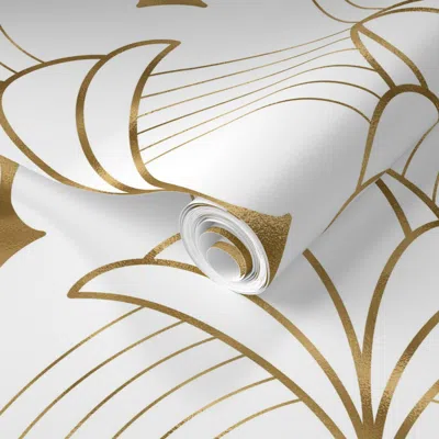 Spoonflower Pre-pasted Wallpaper Art Deco Art 7 White 2' X 12' Removable