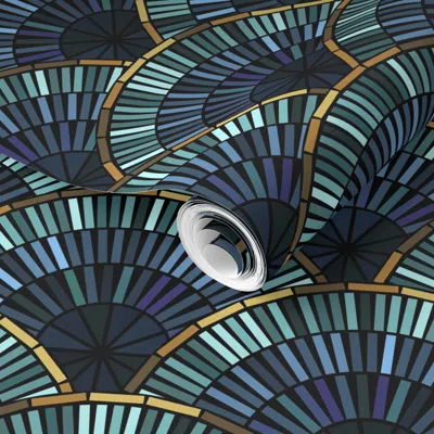 Spoonflower Pre-pasted Wallpaper Art Deco Bugle Beads 2' X 12' Removable