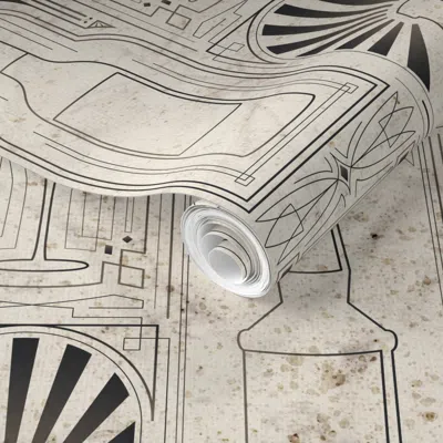 Spoonflower Pre-pasted Wallpaper Art Deco Cocktails - Bottles On Vintage Newspaper Print 2' X 12' Removable