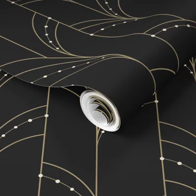 Spoonflower Pre-pasted Wallpaper Art Deco Curves 2' X 12' Removable