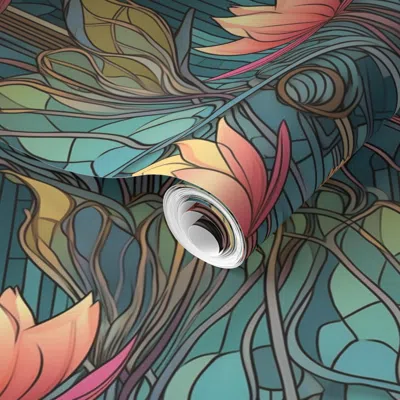 Spoonflower Pre-pasted Wallpaper Art Deco Egyptian Lotus 2' X 12' Removable