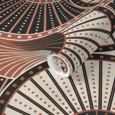 Spoonflower Pre-pasted Wallpaper Art Deco Fans Large 2' X 12' Removable
