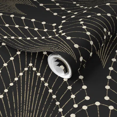 Spoonflower Pre-pasted Wallpaper Art Deco Glam - Black - Large 2' X 12' Removable