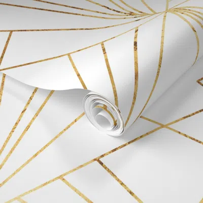 Spoonflower Pre-pasted Wallpaper Art Deco On White 2' X 12' Removable