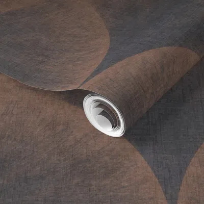 Spoonflower Pre-pasted Wallpaper Art Deco Solid Texture Feather Fan Ogee Abstract Monochrome Brown And Black 2' 