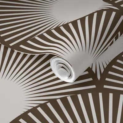 Spoonflower Pre-pasted Wallpaper Art Deco Sun Rays - Brown&light Beige  Removable