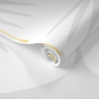 Spoonflower Pre-pasted Wallpaper Art Deco Swans - Whispered Gray On White 24" 2' X 12' Removable